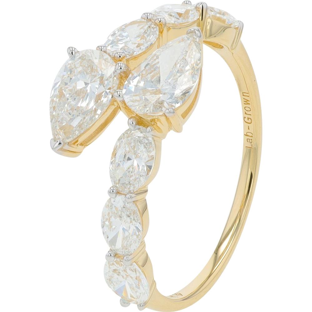14K Yellow Gold 2.25 Carat Lab Grown Diamond Bypass Ring