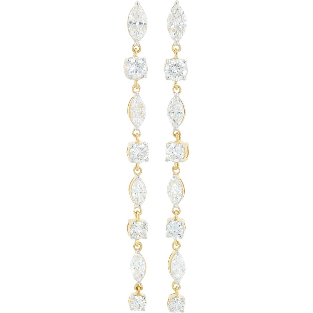 14K Yellow Gold 2.25 Carat Total Weight Lab Grown Diamond Drop Earrings - Marquise and Square Cut Design