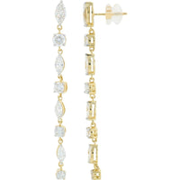 14K Yellow Gold 2.25 Carat Total Weight Lab Grown Diamond Drop Earrings - Marquise and Square Cut Design