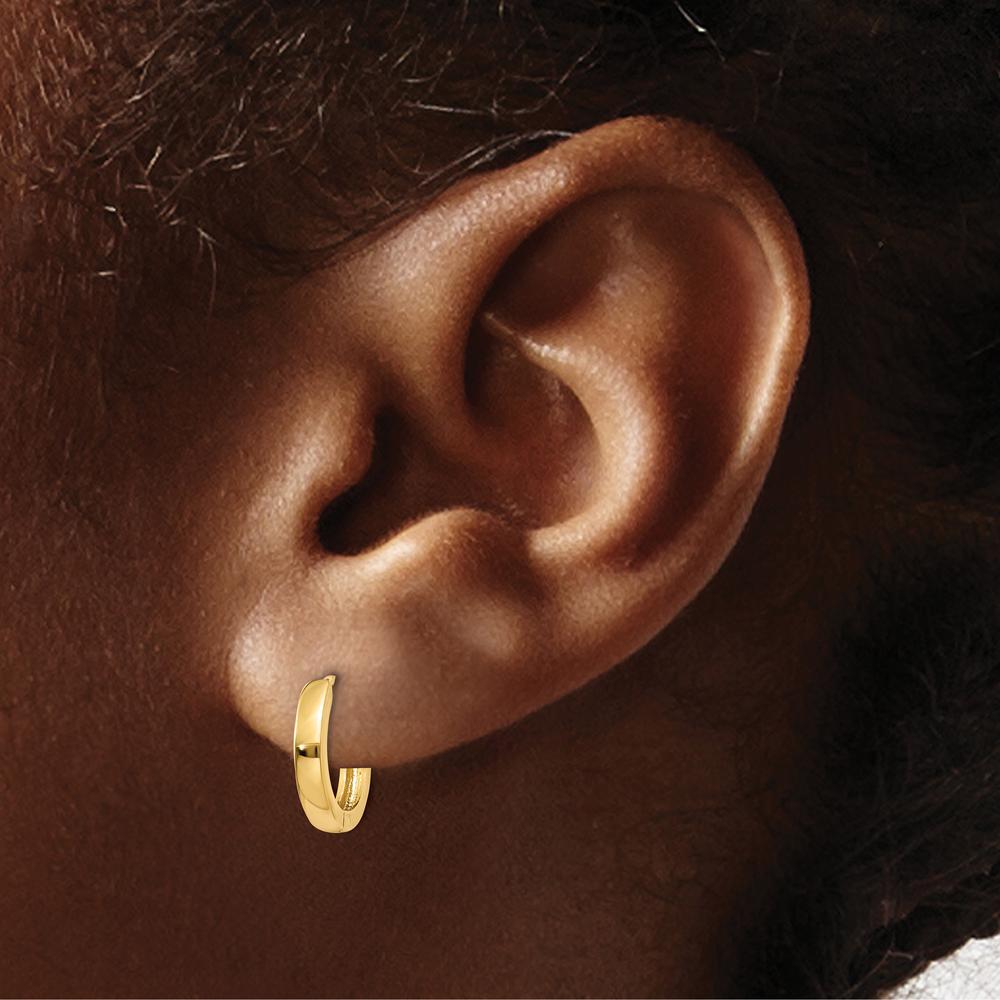 14K Yellow Gold 2.25mm Round Hinged Hoop Earrings by 0