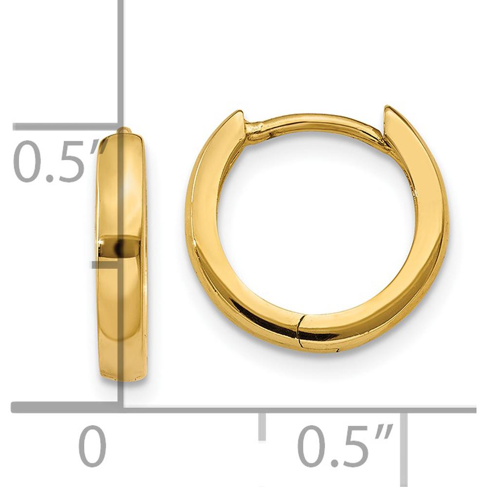 14K Yellow Gold 2.25mm Round Hinged Hoop Earrings by 0