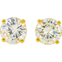 14K Yellow Gold 2.28 Carat Total Weight Round Brilliant Cut Diamond Stud Earrings with Secure Screw Backs