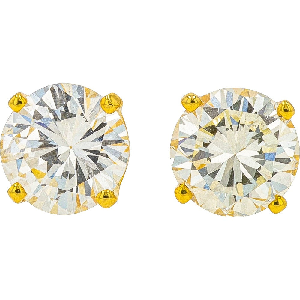 14K Yellow Gold 2.28 Carat Total Weight Round Brilliant Cut Diamond Stud Earrings with Secure Screw Backs