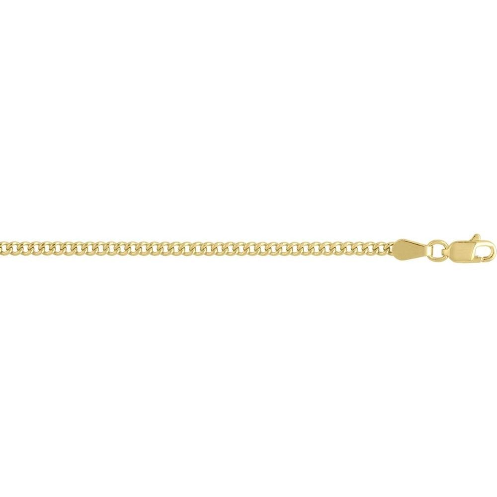14K Yellow Gold 2.2mm Light Gourmette Chain with Polished Finish - 16" by Orozza Fine Jewelry