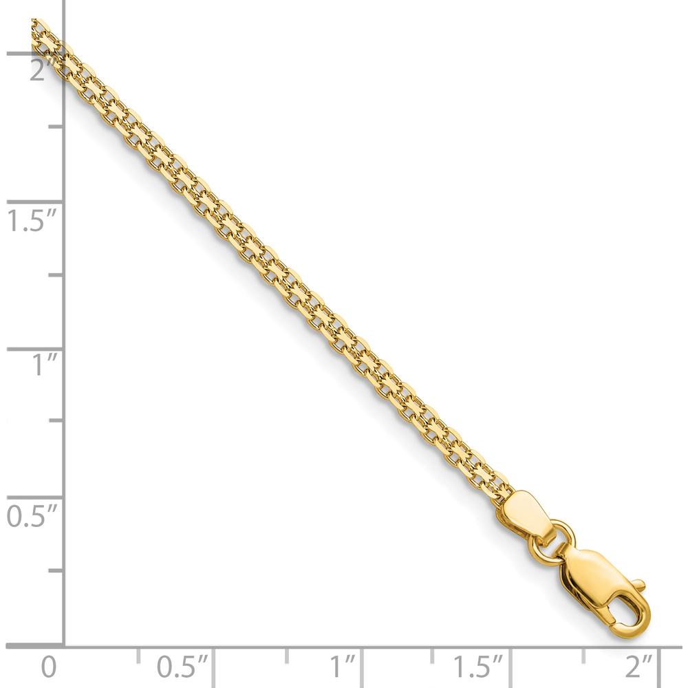 14K Yellow Gold 2.2mm Lightweight Flat Bismark Chain Anklet - 10 Inches in Length by Oro Pregiato