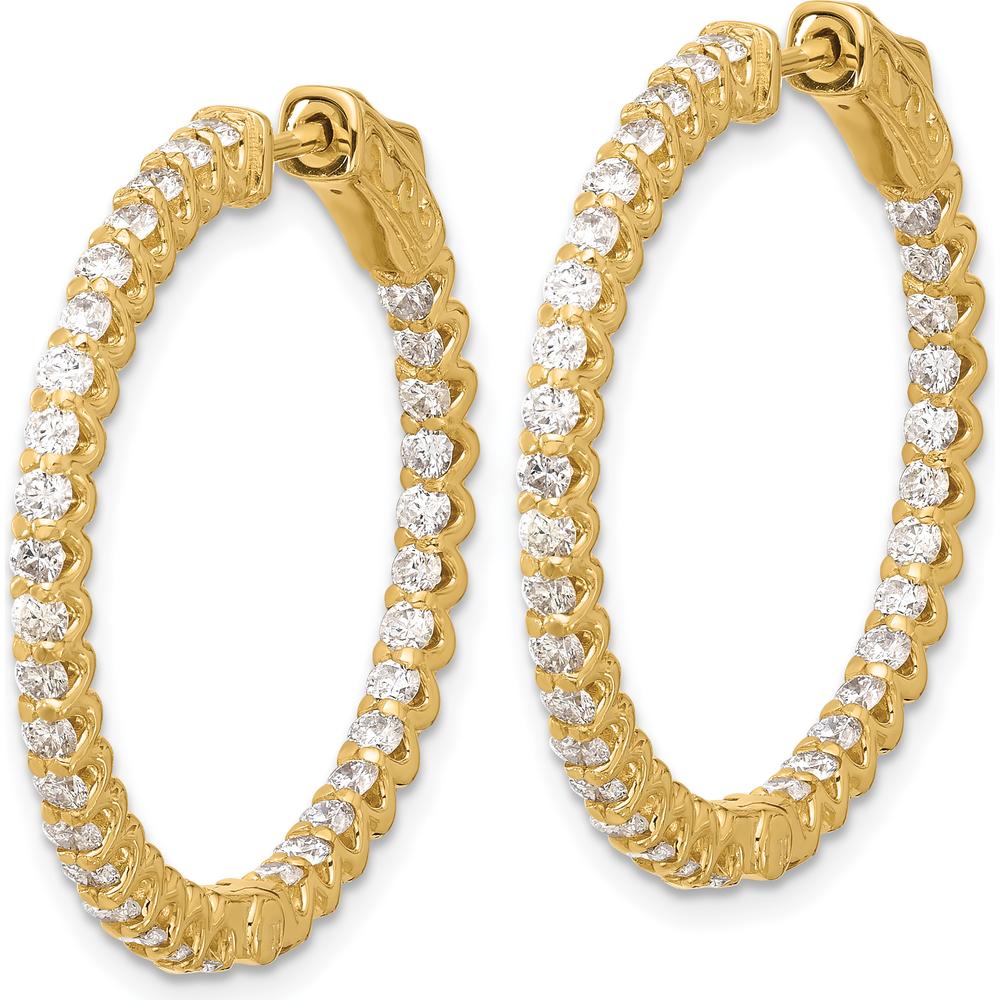 14K Yellow Gold 2.3 Carat In/Out Hoop Earrings with Round Diamonds - 66 Stones by Oro Pregiato