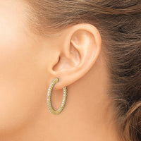 14K Yellow Gold 2.3 Carat In/Out Hoop Earrings with Round Diamonds - 66 Stones by Oro Pregiato
