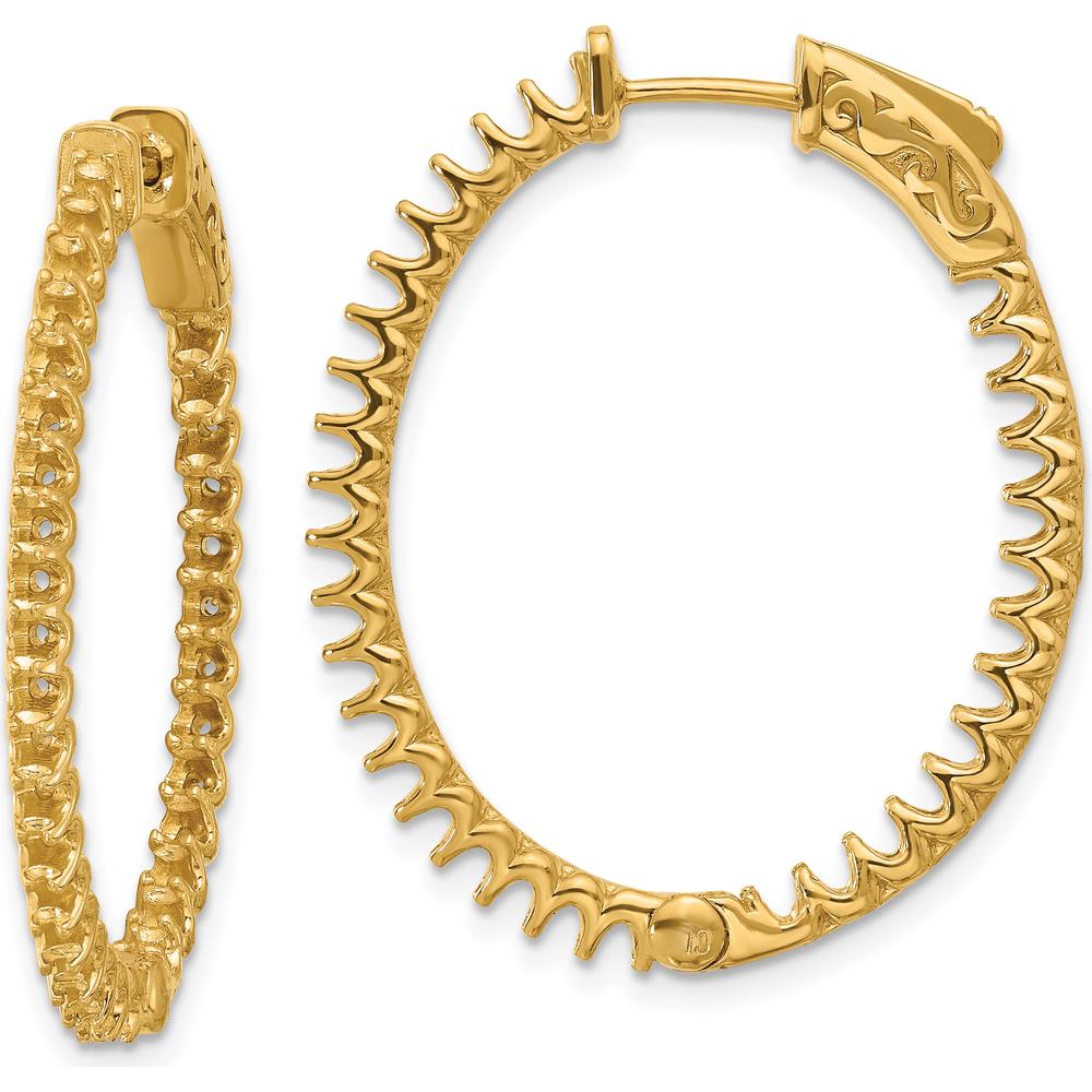 14K Yellow Gold 2.3 Carat Oval Hoop Earrings with Notch Lock Closure by Oro Pregiato