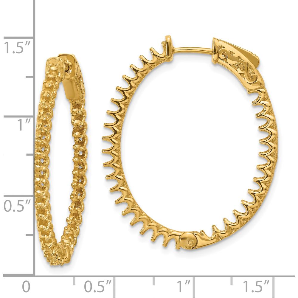 14K Yellow Gold 2.3 Carat Oval Hoop Earrings with Notch Lock Closure by Oro Pregiato