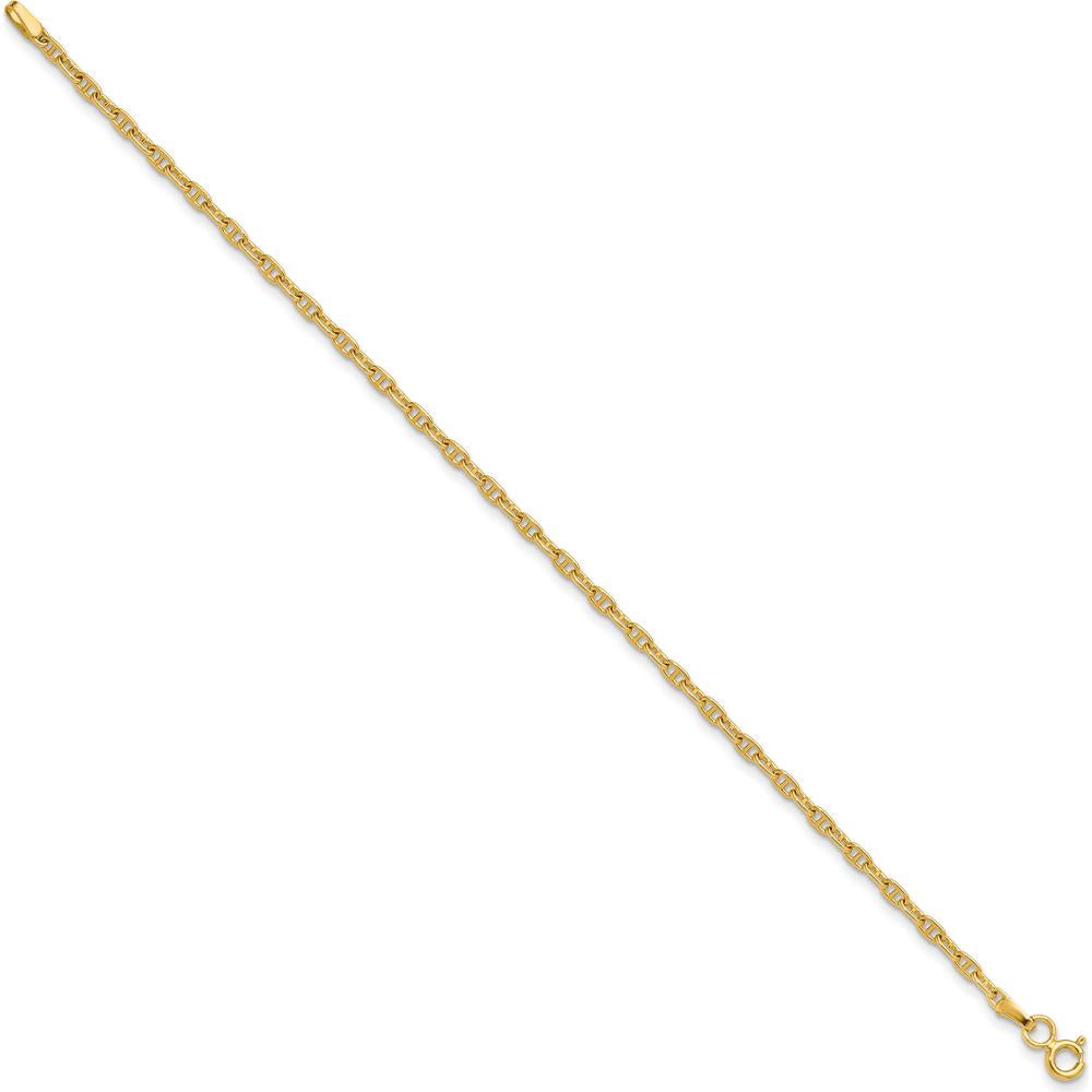 14K Yellow Gold 2.35mm Mariners Link Chain Bracelet - 8 Inches by Oro Pregiato