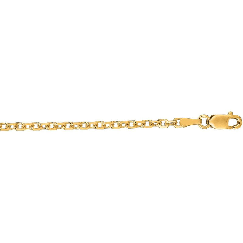 14K Yellow Gold 2.3mm Diamond Cut Cable Chain Necklace - 18" by Orozza Fine Jewelry