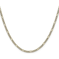 14K Yellow Gold 2.3mm Semi-Solid Rhodium Pavé Figaro Chain Necklace - 16 Inches by Oro Pregiato