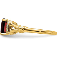 14K Yellow Gold 2.5 Carat Cushion Cut Garnet and 26 Round Diamond Ring by 0