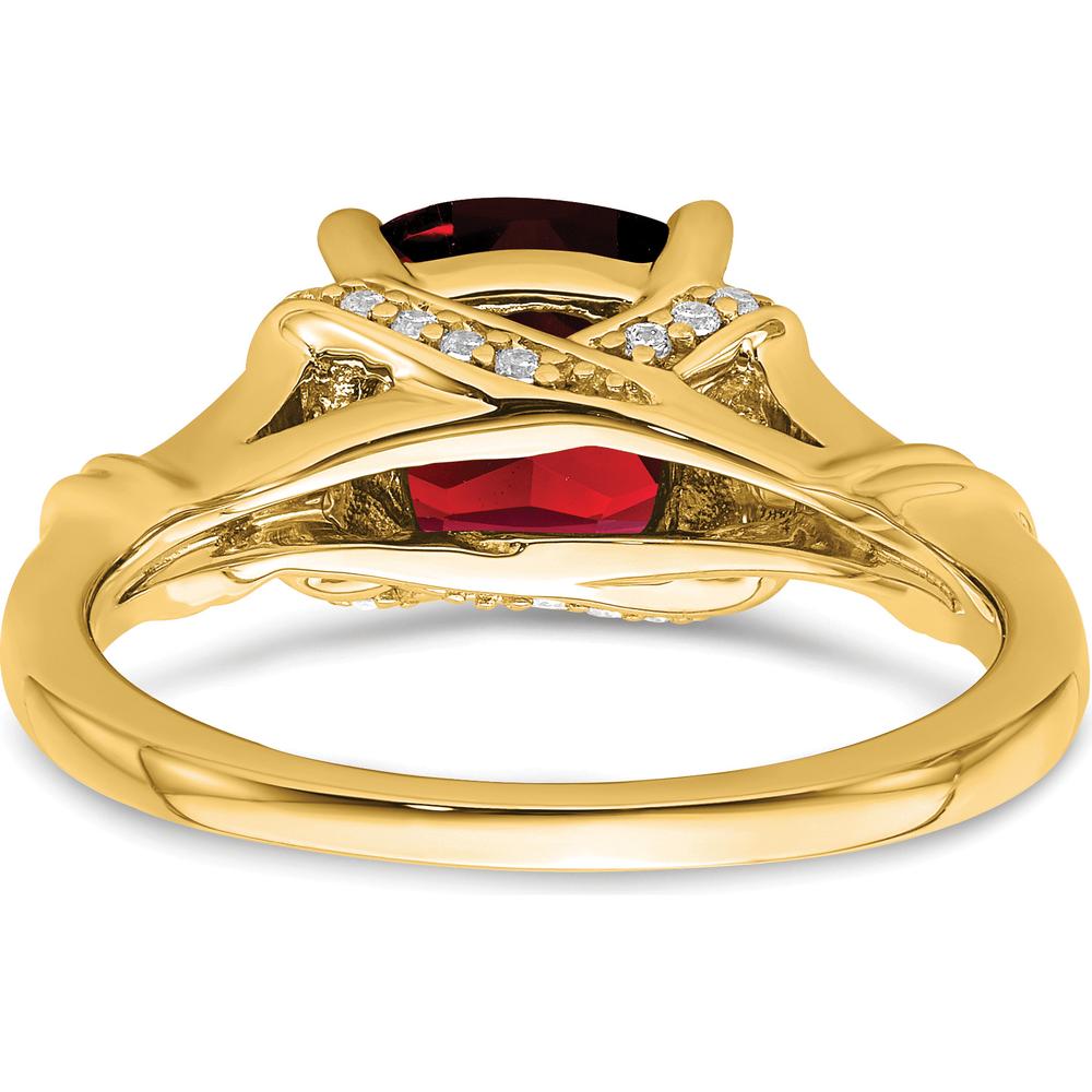 14K Yellow Gold 2.5 Carat Cushion Cut Garnet and 26 Round Diamond Ring by 0