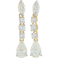 14K Yellow Gold 2.50 Carat Total Lab Grown Diamond Drop Earrings with Marquise, Round, and Pear Stones