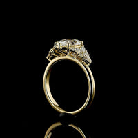 14K Yellow Gold 2.53 Carat Oval Cut Lab Diamond Special Ring with Marquise and Pear Shaped Side Stones - IGI Certified E-F Color VVS2 Clarity - Covaloro Fine Jewelry