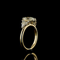 14K Yellow Gold 2.53 Carat Oval Cut Lab Diamond Special Ring with Marquise and Pear Shaped Side Stones - IGI Certified E-F Color VVS2 Clarity - Covaloro Fine Jewelry