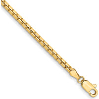 14K Yellow Gold 2.5mm Box Chain Bracelet - 8 Inches by Oro Pregiato