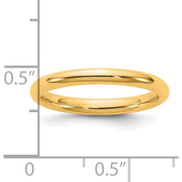 14K Yellow Gold 2.5mm Comfort Fit Domed Wedding Band - Polished Finish by Luciano & Cie