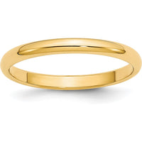14K Yellow Gold 2.5mm Half Round Wedding Band - Size 7.5, Polished Finish, Adjustable Fit by Luciano & Cie