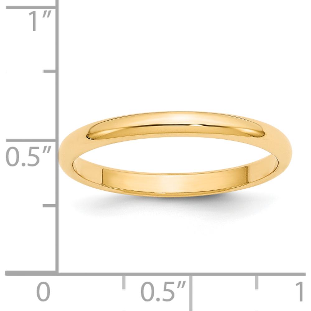 14K Yellow Gold 2.5mm Half Round Wedding Band - Size 8 by Luciano & Cie