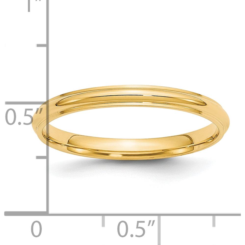 14K Yellow Gold 2.5mm Half Round Wedding Band with Ridged Edge - Size 4 by Luciano & Cie