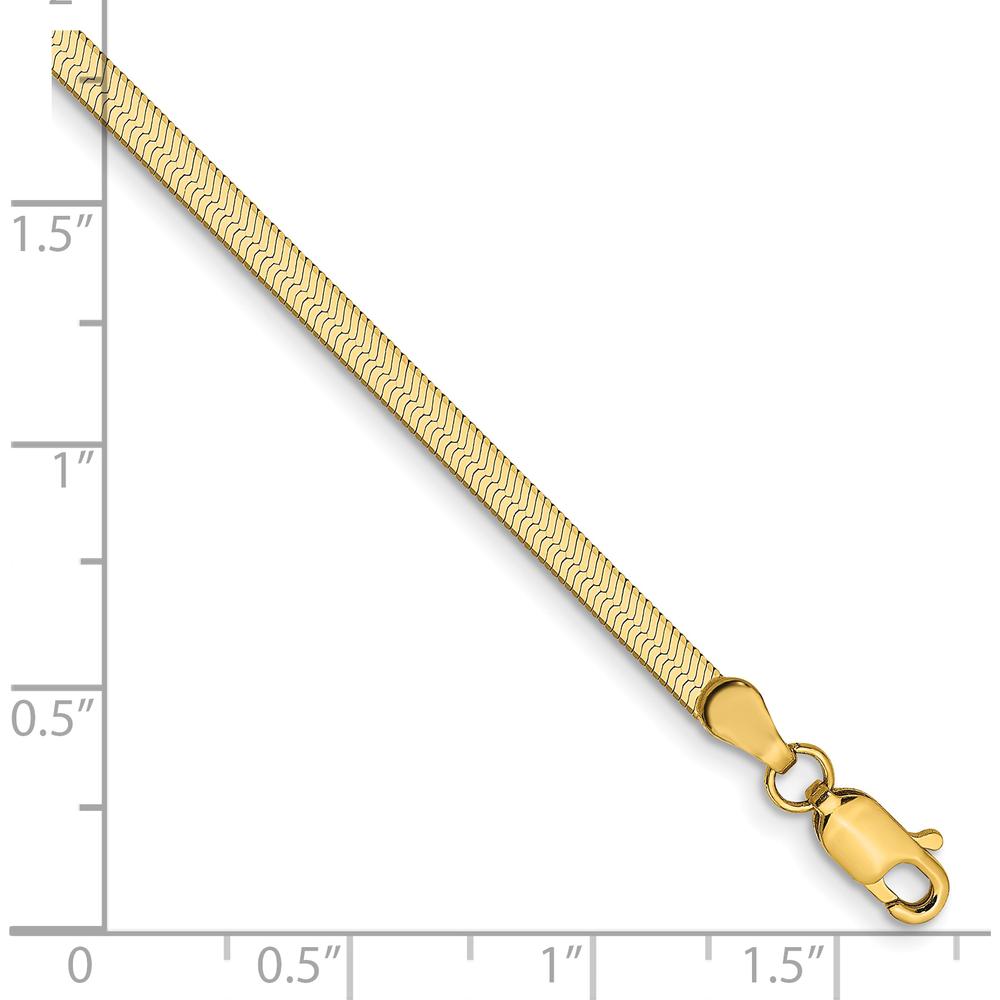14K Yellow Gold 2.5mm Herringbone Chain Bracelet - 8 Inches by 0