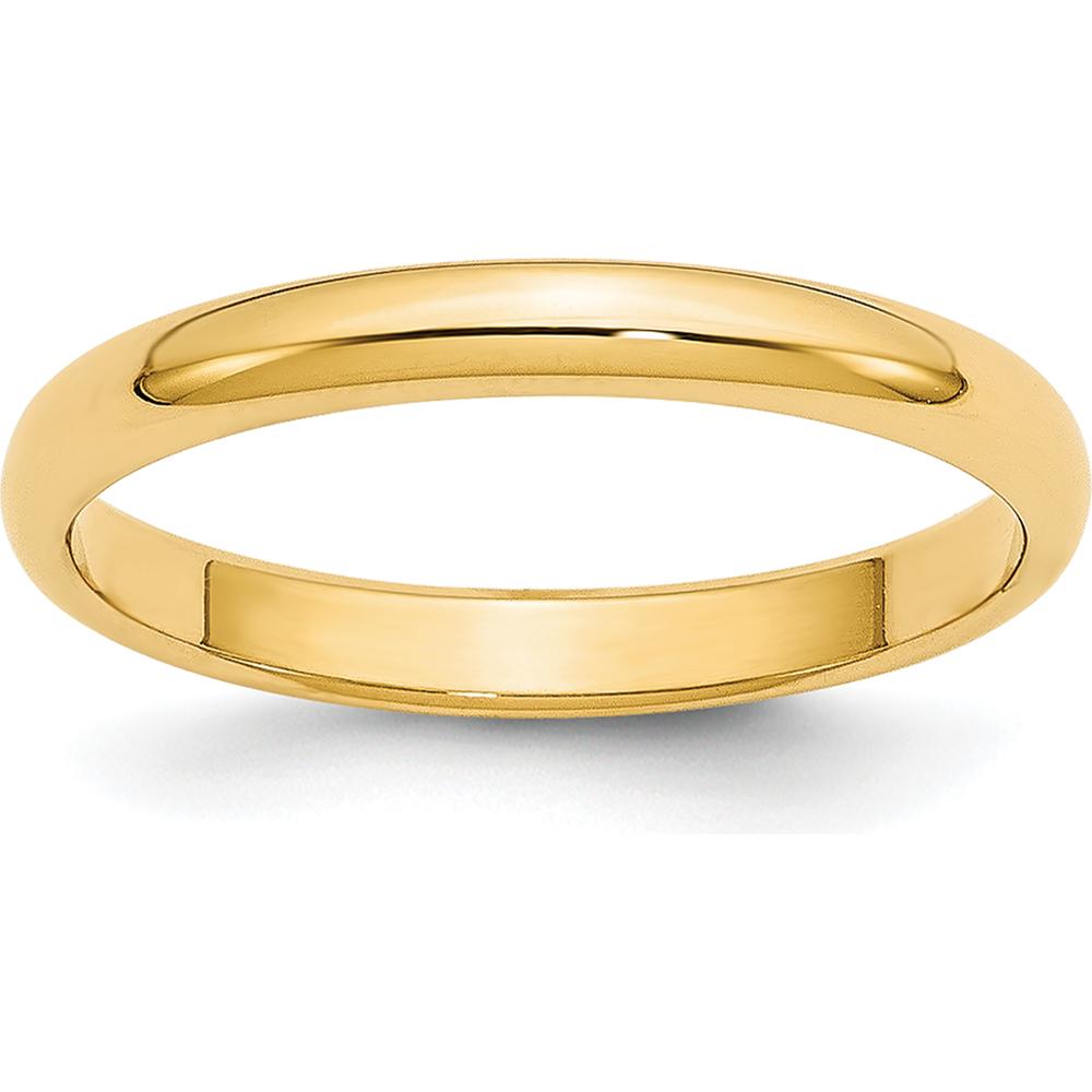 14K Yellow Gold 2.5mm Lightweight Half Round Wedding Band - Size 10 by Luciano & Cie