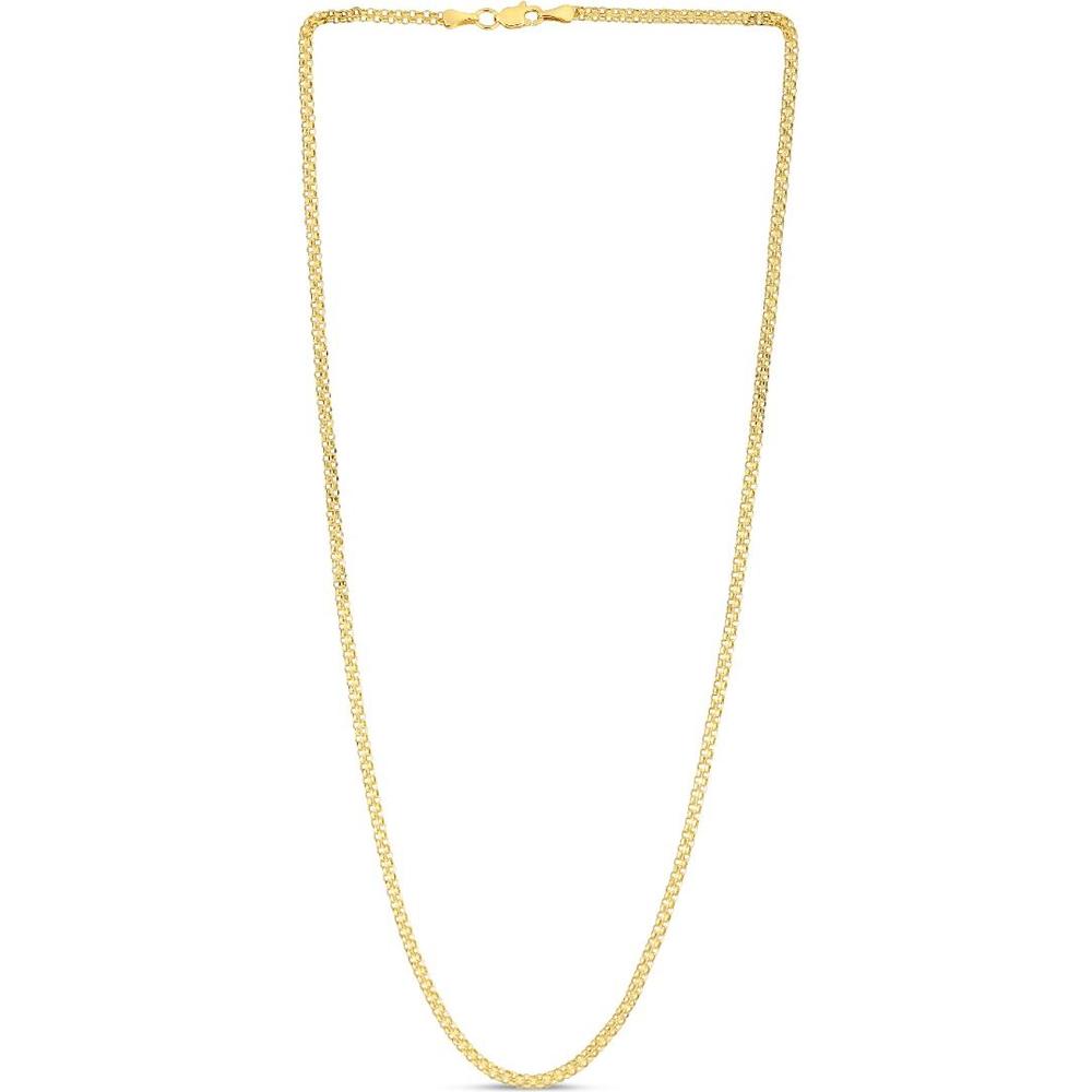 14K Yellow Gold 2.5mm Polished Bismark Chain Necklace - 16" by Orozza Fine Jewelry