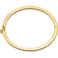 14K Yellow Gold 2.5mm Polished Solid Hinged Oval Bangle Bracelet with Box Catch and Safety Clasp by Oro Pregiato