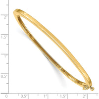 14K Yellow Gold 2.5mm Polished Solid Hinged Oval Bangle Bracelet with Box Catch and Safety Clasp by Oro Pregiato
