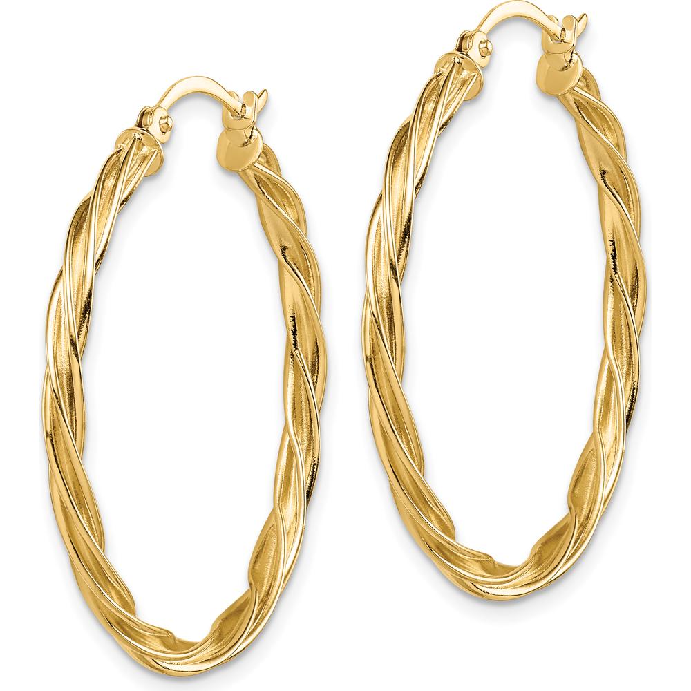 14K Yellow Gold 2.5mm Polished Twisted Hoop Earrings by 0