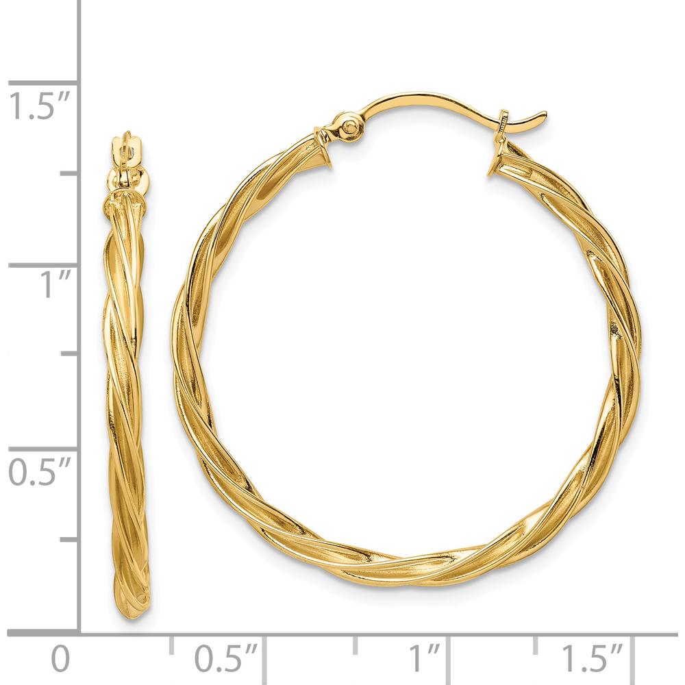 14K Yellow Gold 2.5mm Polished Twisted Hoop Earrings by 0