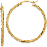 14K Yellow Gold 2.5mm Polished Twisted Hoop Earrings by 0