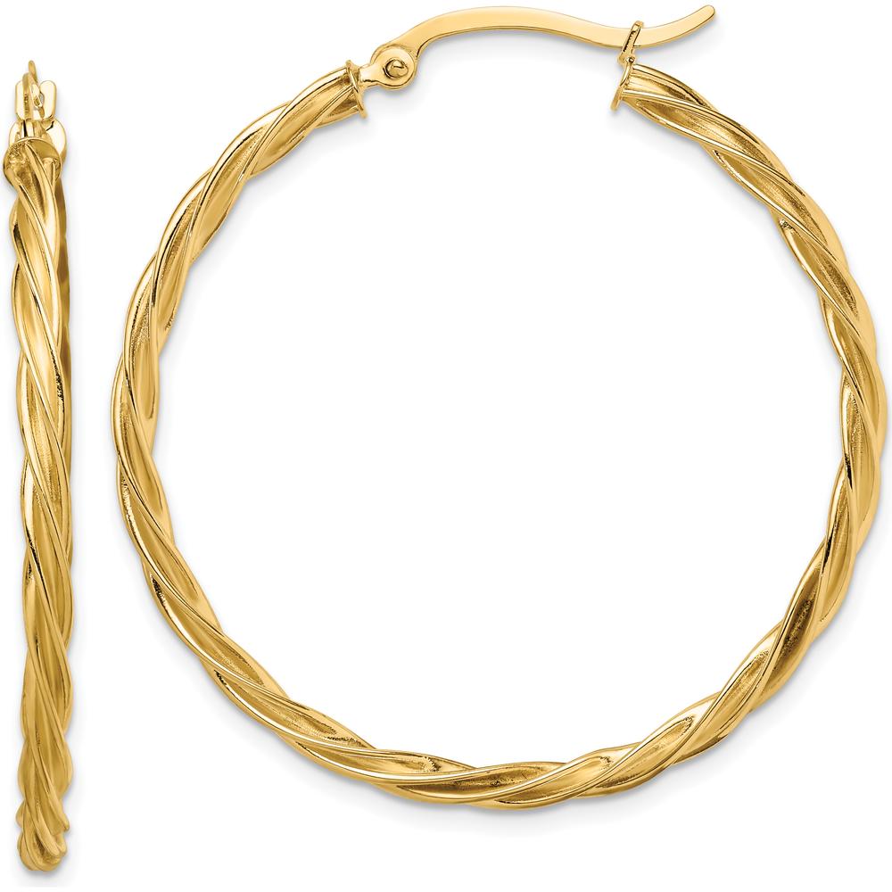 14K Yellow Gold 2.5mm Polished Twisted Hoop Earrings by 0