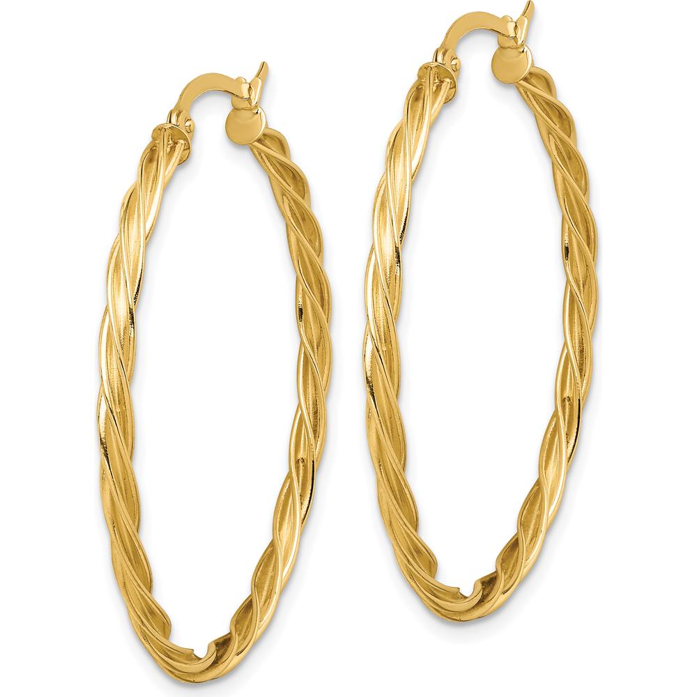 14K Yellow Gold 2.5mm Polished Twisted Hoop Earrings by 0