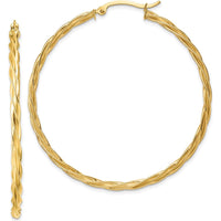 14K Yellow Gold 2.5mm Polished Twisted Large Hoop Earrings by 0