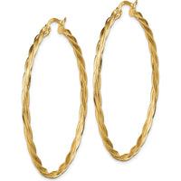 14K Yellow Gold 2.5mm Polished Twisted Large Hoop Earrings by 0