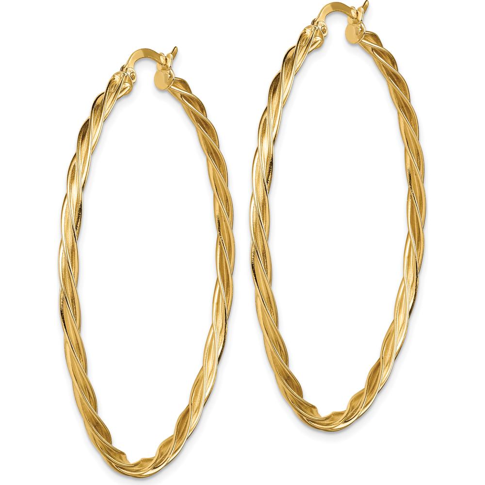 14K Yellow Gold 2.5mm Polished Twisted Large Hoop Earrings by 0