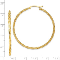 14K Yellow Gold 2.5mm Polished Twisted Large Hoop Earrings by 0