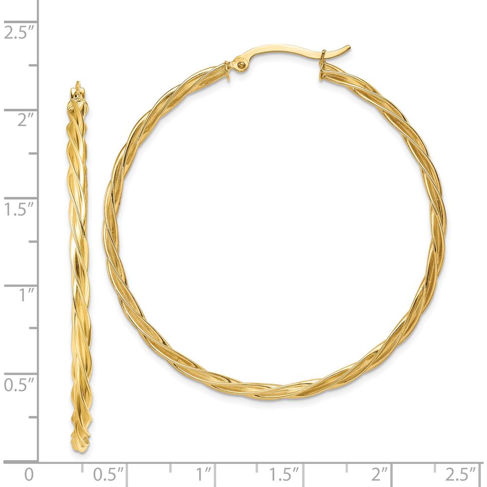 14K Yellow Gold 2.5mm Polished Twisted Large Hoop Earrings by 0