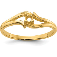 14K Yellow Gold 2.5mm Round Diamond Mounting Ring with Polished Split-Shank Design by Oro Pregiato