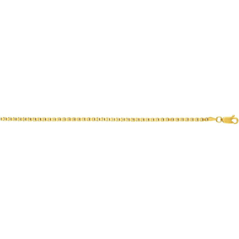 14K Yellow Gold 2.5mm Semi-Solid Box Chain Necklace with Lobster Clasp - 20" by Orozza Fine Jewelry