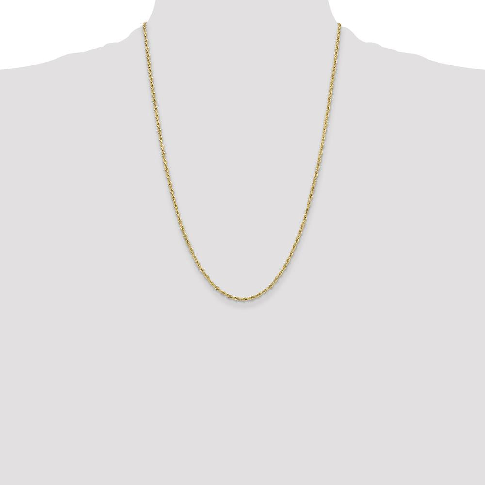 14K Yellow Gold 2.5mm Semi-Solid Rope Chain Necklace - 24-inch Length by Oro Pregiato
