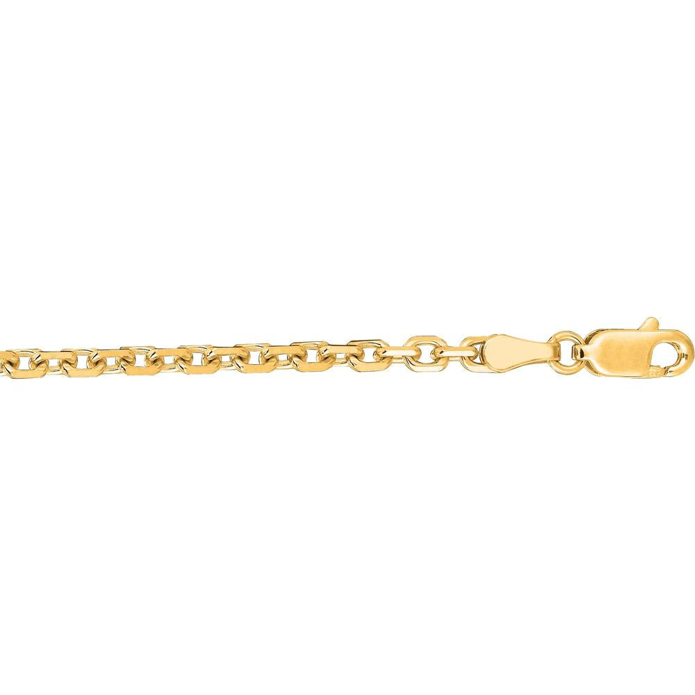 14K Yellow Gold 2.6mm Diamond Cut Classic Cable Chain - 20" by Orozza Fine Jewelry