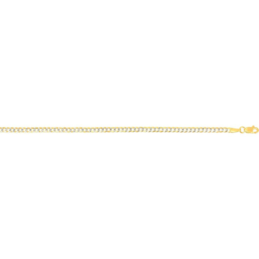 14K Yellow Gold 2.6mm White Pave Curb Chain Necklace - 20" by Orozza Fine Jewelry
