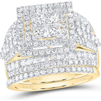 14K Yellow Gold 2 7/8 Carat Diamond Bridal Set with Pave, Channel, and Prong Settings - 1.03 Carat Center Diamond