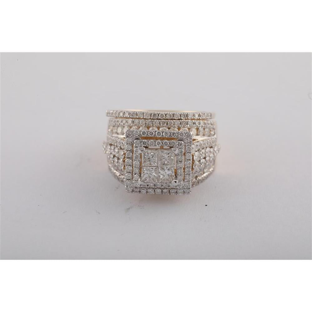 14K Yellow Gold 2 7/8 Carat Diamond Bridal Set with Pave, Channel, and Prong Settings - 1.03 Carat Center Diamond