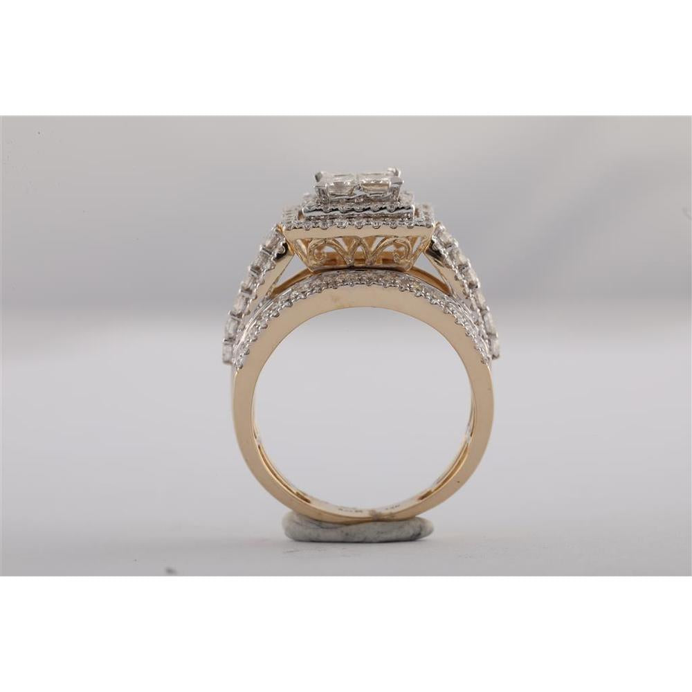 14K Yellow Gold 2 7/8 Carat Diamond Bridal Set with Pave, Channel, and Prong Settings - 1.03 Carat Center Diamond