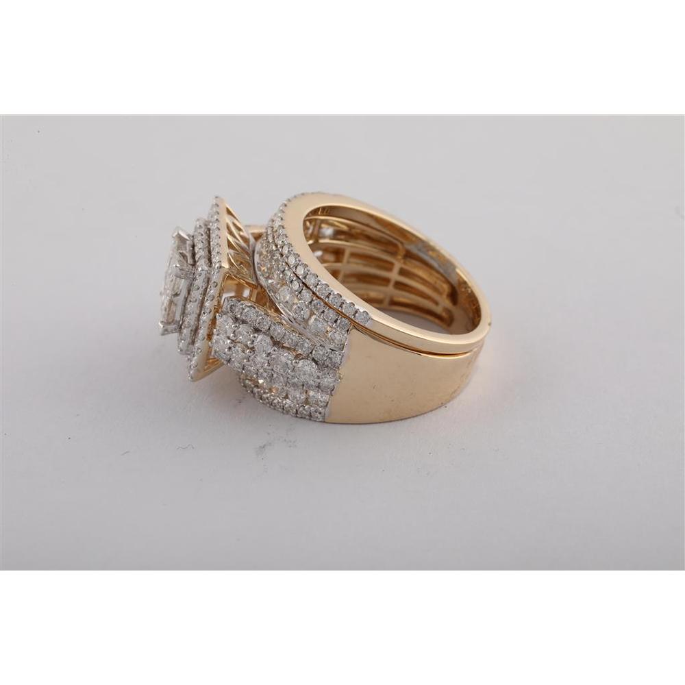 14K Yellow Gold 2 7/8 Carat Diamond Bridal Set with Pave, Channel, and Prong Settings - 1.03 Carat Center Diamond